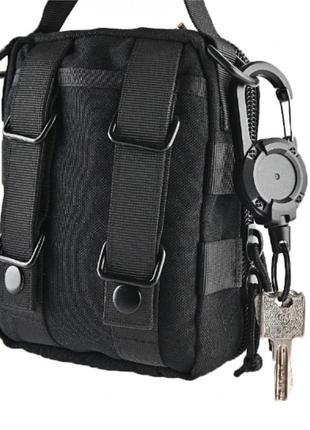 Ретрактор страховочный шнур на тросике (черный) (1606)