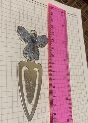 Англия 🇬🇧 бабочка 🦋 ангел 😇 винтажная закладка для книги, блокнота металл эмаль стразы4 фото