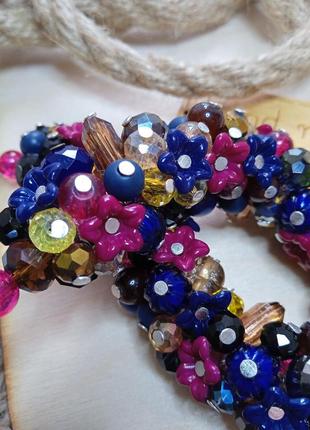 Колье - гроздь ожерелье бусы синие пентаклей объемное украшение на шею бижутерия...