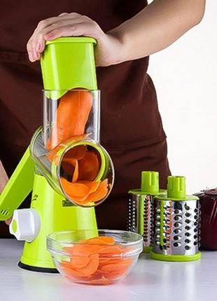 Овощерезка мультислайсер tabletop drum grater kitchen master терка для овощей и фруктов 3 насадки7 фото