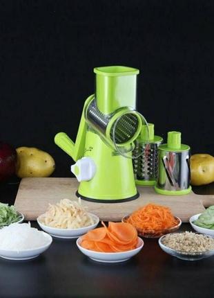 Овощерезка мультислайсер tabletop drum grater kitchen master терка для овощей и фруктов 3 насадки3 фото