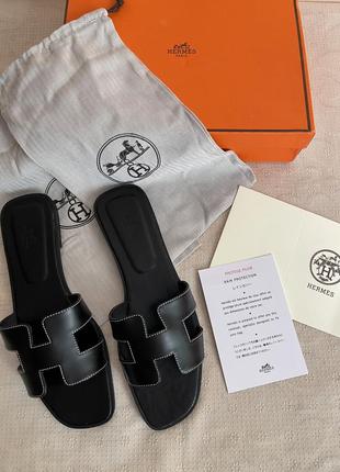 Женские шлепки шлепанцы из натуральной кожи в стиле hermes