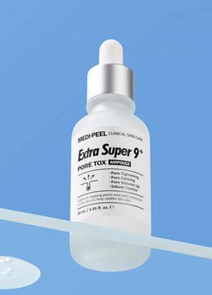 Пілінг-сироватка для очищення та звуження пор medi-peel extra super 9 plus pore tox ampoule 30 мл2 фото