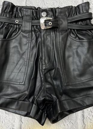 Шорты кожаные с ремнем zara bershka guess river