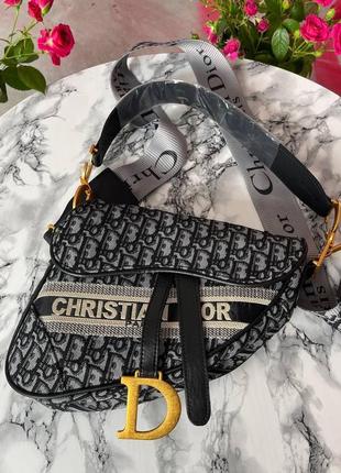 Сумка жіноча christian dior saddle silver monogram сідло сумка маленька крістіан діор крос-боді 4