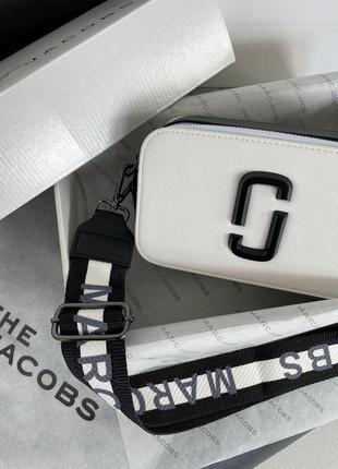 Женская сумка через плечо marc jacobs the snapshot white/black марк джейкобс кросс - боди7 фото