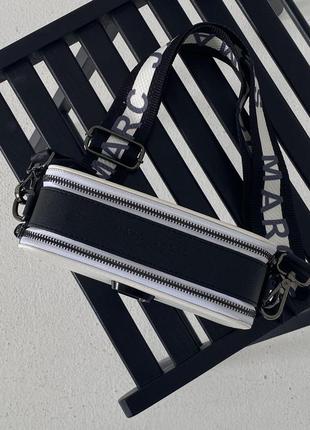 Женская сумка через плечо marc jacobs the snapshot white/black марк джейкобс кросс - боди5 фото