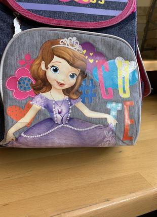 Ранец рюкзак школьный каркасный принцесса софия, ортопедическая спинка, джинс,  1 вересня9 фото