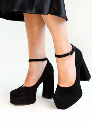 Туфли женские классические на каблуку черные2 фото