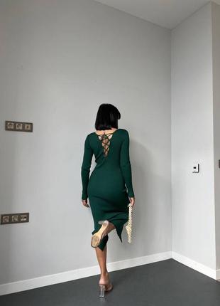 Платье со шнуровкой в рубчик турция1 фото
