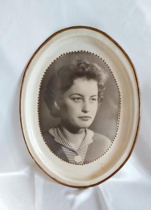 Старинная картина портрет тарелка настенная1 фото