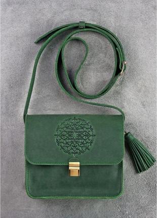 Эксклюзивная сумка бохо через на плечо кроссбоди зеленая кожаная ручная работа4 фото