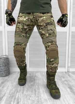 Тактичні штани multicam мультикам військові з наколінниками ріп стоп камуфляжні армійські літо