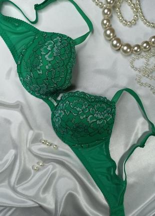 80c / 36c отличный зеленый бюстгальтер с кружевной отделкой marks & spencer