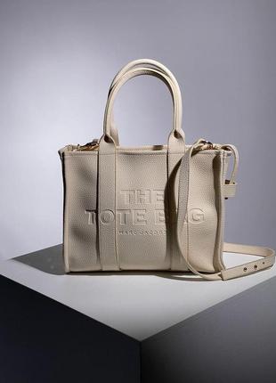 Женская сумка marc jacobs medium tote bag lite cream leather марк джейкобс шопер1 фото