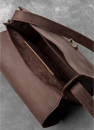 Стильна бохо сумка через плече кроссбоди коричнева вінтажна шкіряна crazy horse4 фото