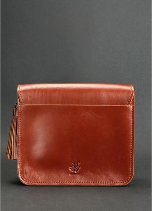 Стильная бохо сумка через плечо кроссбоди коричневая рыжая кожаная ручная работа4 фото