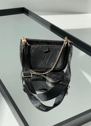 Сумка женская louis vuitton pochete multi black lv луи витон на плечо , клатч  кросс боди3 фото