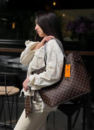 Louis vuitton neverfull brown v2 сумка женская lv луи витон  шопер4 фото