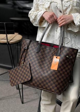 Louis vuitton neverfull brown v2 сумка женская lv луи витон  шопер3 фото