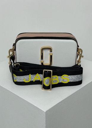 Жіноча сумка через плече  marc jacobs the snapshot white/peach марк джейкобс крос - боді