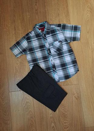 Нарядный набор для мальчика/рубашка с коротким рукавом/шорты2 фото