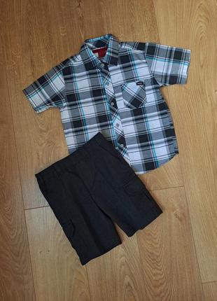 Нарядный набор для мальчика/рубашка с коротким рукавом/шорты4 фото