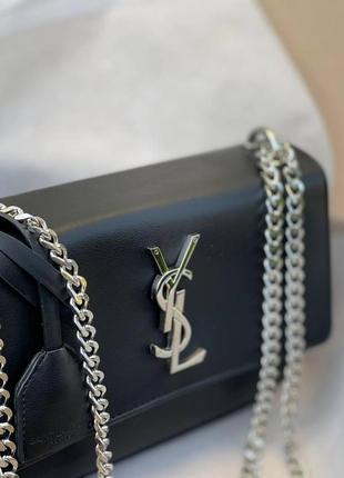 Женская сумка ив сен лоран yves saint laurent  black черная с цепкой ср л6 фото