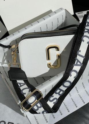 Женская сумка через плечо marc jacobs the snapshot white/black марк джейкобс кросс - боди9 фото