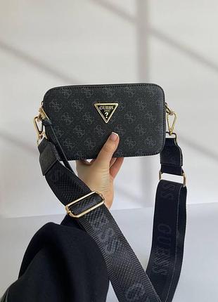 Женская тёмно серая сумка guess snapshot gray гес крос боди на плечо