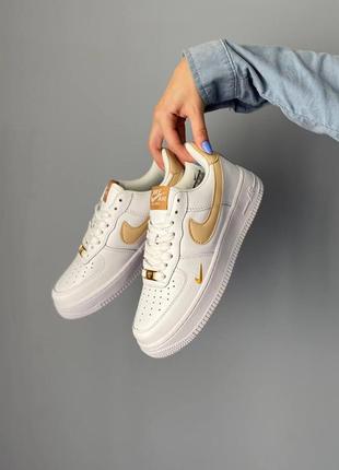 🥿🥾 кросівки nike air force подвійний свуш swoosh класичні шкіряні білі персикові бежеві
