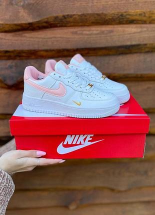 Персик белые розовые 🥿🥾 кроссовки nike air force двойной свуш swoosh классические кожаные