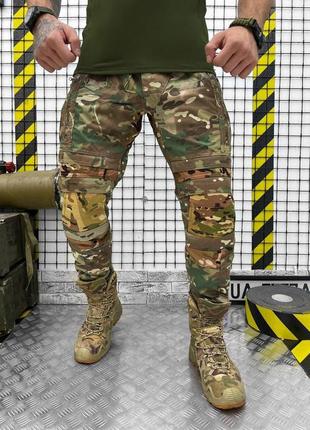 Тактичні штани з наколінниками військові multicam мультикам літо осінь ріп стоп вставки кордура cordura rip stop