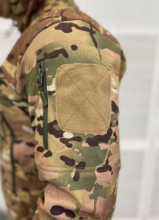 Тактичний костюм multicam softshell водонепроникний осінь військова форма мультикам софтшел демісезонна на флісі з капюшоном3 фото