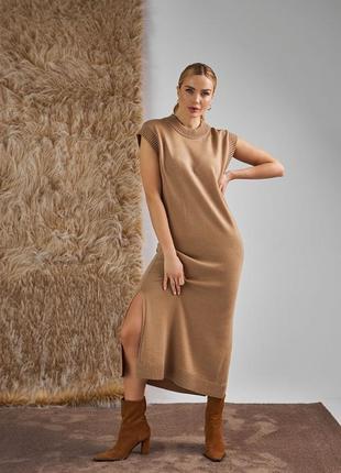 Женская вязаная длинная туника-жилет, модное легкое удлиненное платье-жилет