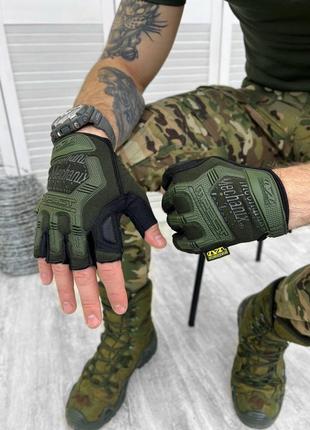 Тактичні перчатки військові безпалі олива хакі зелені літо рукавички без пальців