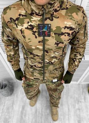 Тактическая куртка военная мультикам софт шел весна multicam soft shell весенняя демисезонная с капюшоном