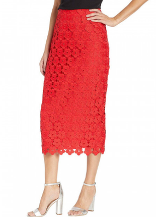 Юбка juicy couture floral guipure midi skirt red, стильная, модная, размер - m, оригинал!