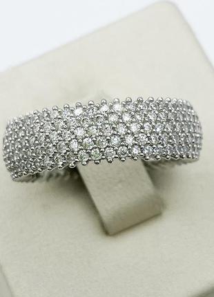 Кольцо серебряное с кубическим цирконием "дорожка" 18,5 4,37 г