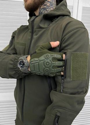 Військова форма хакі осінь софтшел оліва тактичний костюм демісезонний softshell з капюшоном8 фото