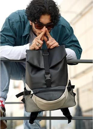 Модный школьный рюкзак роллтоп подростковый из экокожи для парня подростка старшеклассника 7 8 9 10 11 класс4 фото