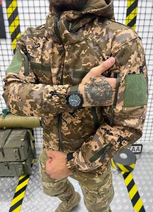 Тактична куртка армійська військова софтшел фліс водонепроникна осінь демісезон з капюшоном6 фото