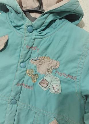 Детская куртка тёплая с капюшоном голубая осень / весна утеплитель на мальчика 1-2года5 фото