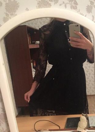 Чёрное платье миди