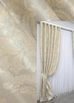 Тканина для штор, колекція "корона марія". колір світло-сірий з золотистим4 фото