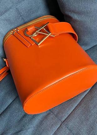 Стильная женская сумка из натуральной кожи, оранжевая матовая3 фото