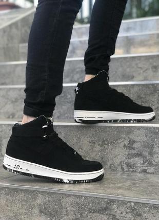 ❄️nike air force hi black white❄️мужские высокие кроссовки найк, евро зима, черные белые