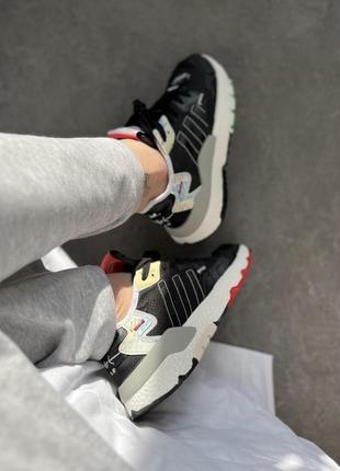 Кросівки жіночі adidas nite jogger black white red