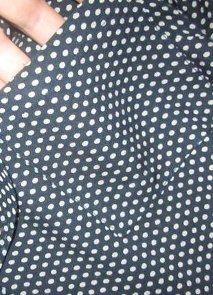 Синя блузка у білі горохи з воланом і рукавами довжиною 3/44 фото