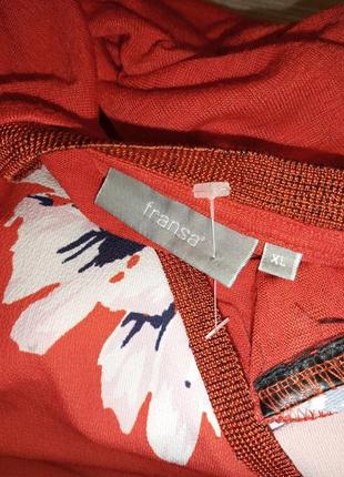 Яркая,комбинированная-спинка-трикож,блузка в цветочный принт,большого размера,fransa10 фото